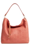 Mcm Klara Monogrammed Leather Hobo Bag - Coral In Cocoa