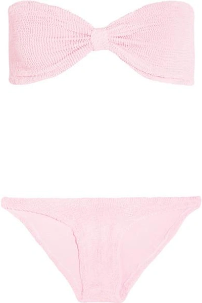 Hunza G Jean Seersucker Bandeau Bikini In Baby Pink