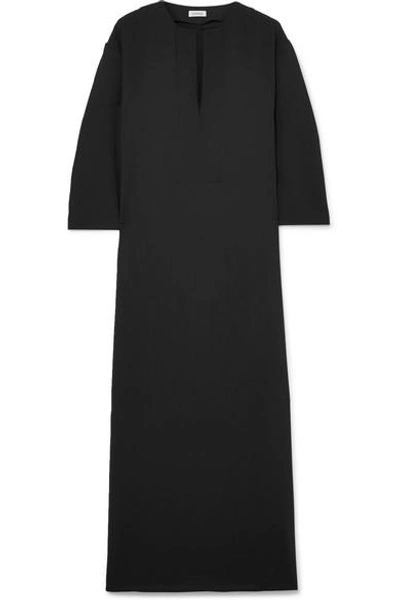Totême Avola Oversized Twill Maxi Dress In Black