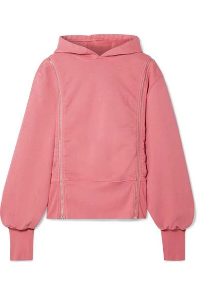 Tre Zip-embellished Cotton-jersey Hoodie In Pink
