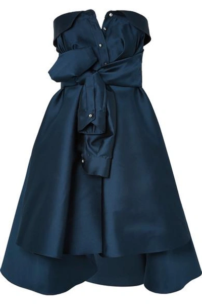 Alexis Mabille Bow-detailed Embellished Duchesse-satin Mini Dress In Navy