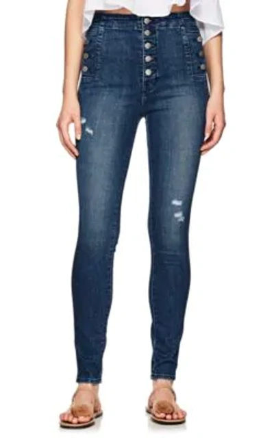 J Brand Natasha Button Sky High Skinny Jeans In Mystic Wave