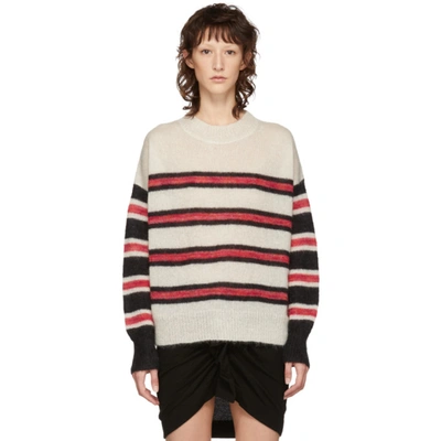 Isabel Marant Étoile Isabel Marant Etoile White And Black Mohair Russel Sweater In Bianco