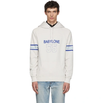 Saint Laurent White 'babylone' Hoodie In White/blue