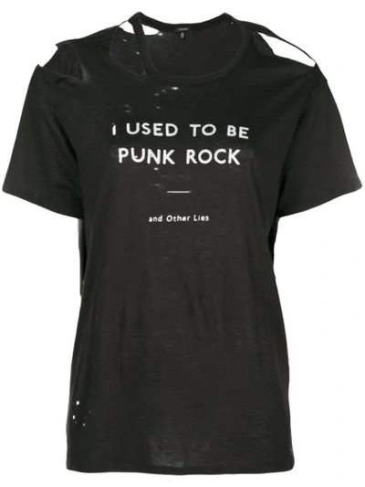 R13 Ripped Neck Punk Tee In Black