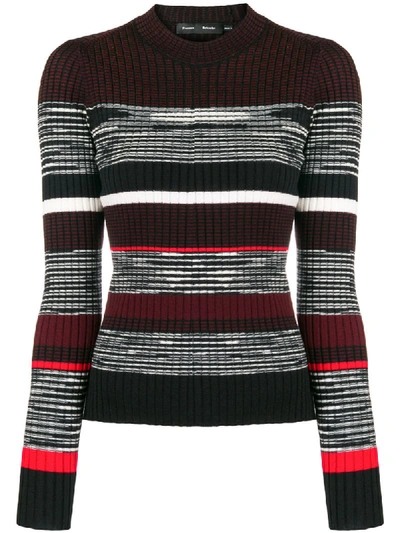 Proenza Schouler Ribbed Striped Wool, Silk And Cashmere-blend Sweater In Black,red,stripes