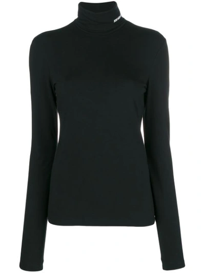 Calvin Klein 205w39nyc Stretch Cotton Jersey Turtleneck In Black