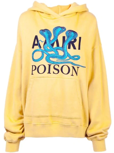 Amiri Embroidered Printed Cotton-jersey Hoodie In Yellow