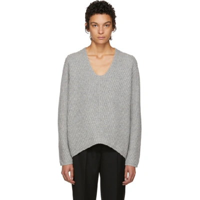 Acne Studios Deborah Oversized Ribbed Wool Sweater In Pale Grey Melange