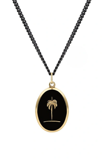 Miansai Palm Tree Pendant Necklace In Polished Gold/ Black