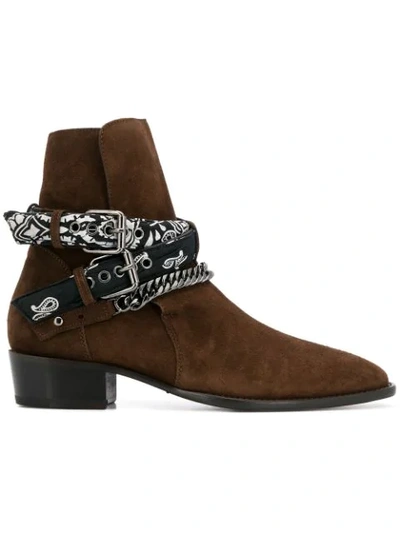 Amiri Chocolate Brown Bandana Buckle Boots