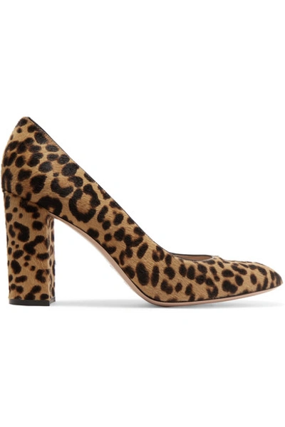 Gianvito Rossi Square-toe Leopard-print Fur Pumps In Leopard Print