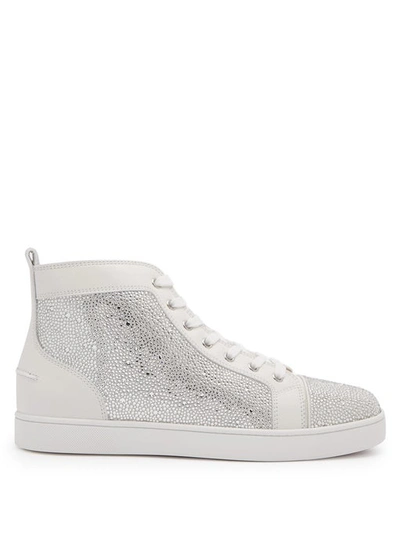 Christian Louboutin Louis Strass High-top Leather Trainers In White
