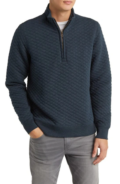 Billy Reid Half Zip Sweatshirt In Carbon Blue