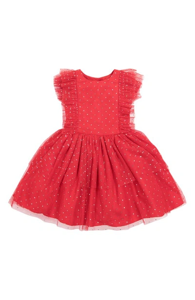 Pippa & Julie Babies' Crystal Embellished Tulle Dress In Red