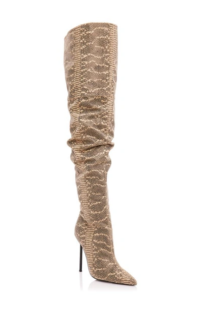 Jessica Rich Top Tier Snakeskin Embossed Over The Knee Boot In Tan Snake