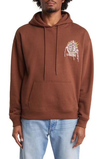 Coney Island Picnic Floral Embroidered Hoodie In Brown