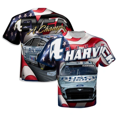 Stewart-haas Racing Team Collection White Kevin Harvick Sublimated Patriotic T-shirt
