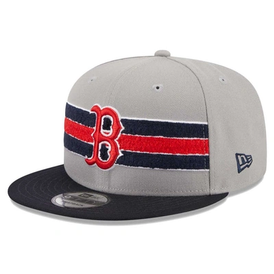 New Era Men's  Gray, Navy Boston Red Sox Band 9fifty Snapback Hat In Gray,navy