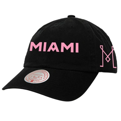 Mitchell & Ness Men's  Black Inter Miami Cf Wordmark Dad Adjustable Hat