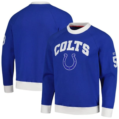Tommy Hilfiger Royal Indianapolis Colts Reese Raglan Tri-blend Pullover Sweatshirt In Royal,white