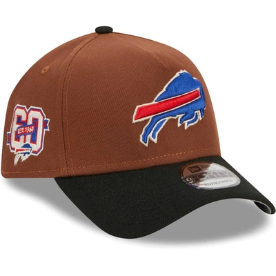 New Era Men's  Brown, Black Buffalo Bills Harvest A-frame 60th Anniversary 9forty Adjustable Hat In Brown,black