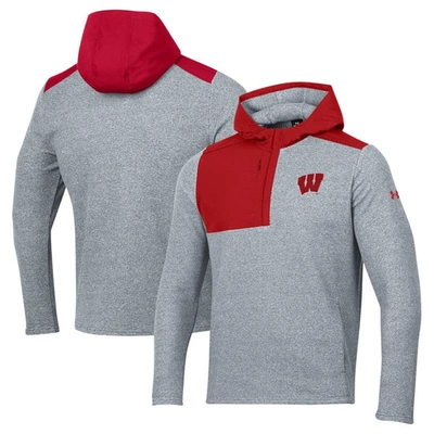 Under Armour Gray Wisconsin Badgers Survivor Fleece Hoodie Quarter-zip Jacket