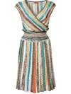 Missoni Wrap-effect Striped Metallic Crochet-knit Mini Dress In Blue
