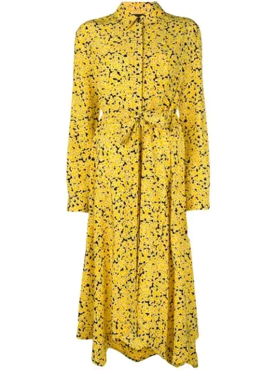 Cedric Charlier Asymmetric Floral-print Silk Crepe De Chine Midi Dress In Yellow