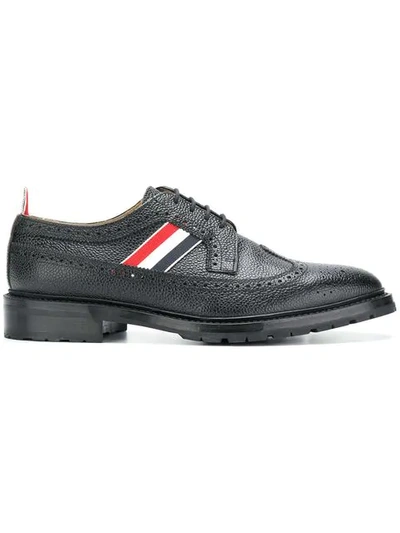 Thom Browne Tricolor Webbing Classic Longwing Brogue In Black