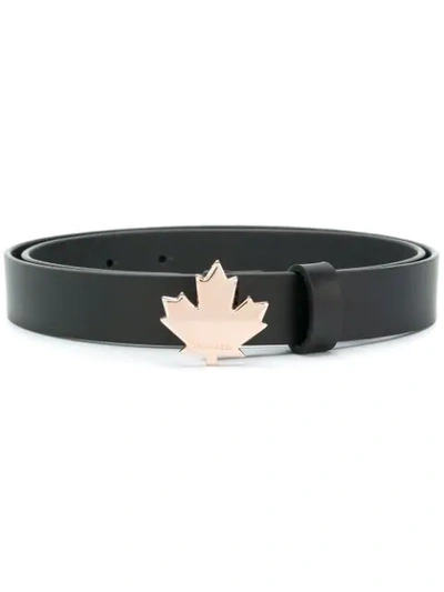 Dsquared2 Maple Leaf Buckle Belt In Black
