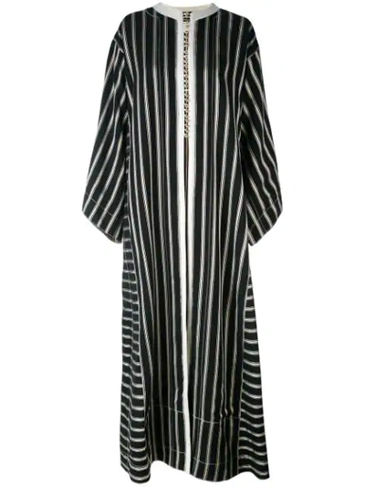 Etro Collarless Long Striped Duster Coat