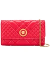 Versace Quilted Chain Wallet Bag In Red