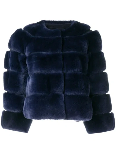 Liska Fur Fitted Jacket In Blue