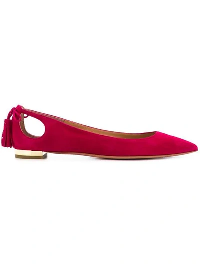 Aquazzura Forever Marilyn Suede Flats In Pink