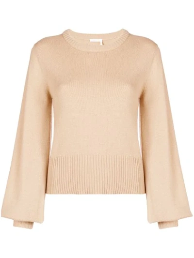 Chloé Puff-sleeve Sweater - Neutrals
