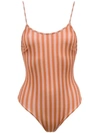 Haight Striped Alcinha Swimsuit - Brown