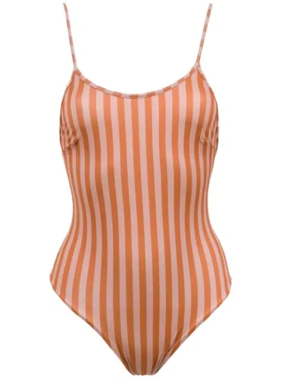 Haight Striped Alcinha Swimsuit - Brown