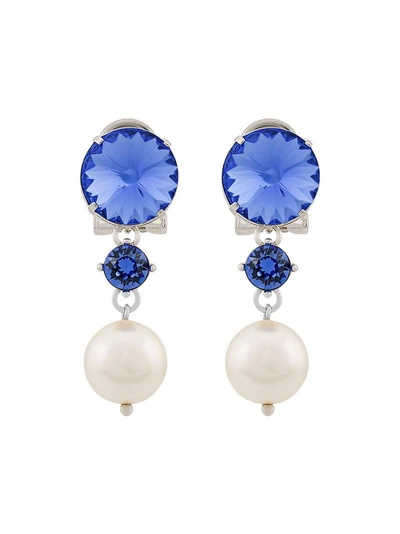 Miu Miu Jewel Pearl Drop Earrings - Blue