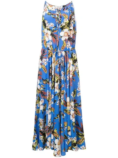 Diane Von Furstenberg Keyhole Floral Dress In Blue