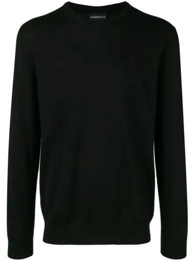 Emporio Armani Crew Neck Sweater In Black