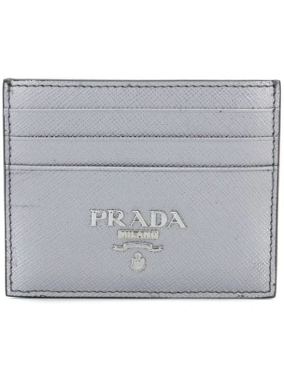 Prada Lettering Logo Cardholder In Metallic