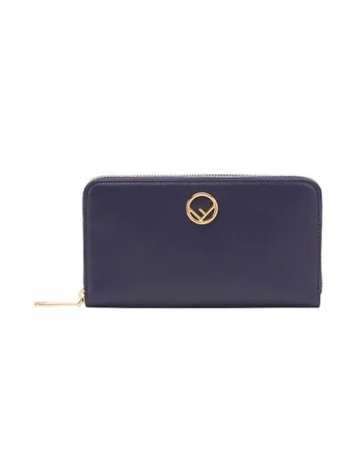 Fendi F Is  Zip-around Wallet In Blue