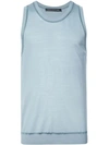 Mackintosh 0002 Contrast Edge Tank Top In Blue