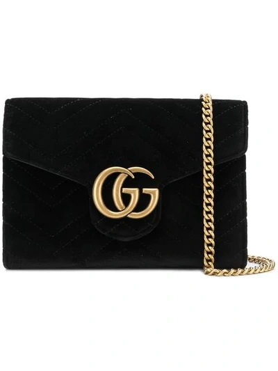 Gucci Gg Marmont Chain Wallet In Black
