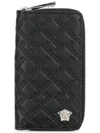 Versace Embossed Zip Around Key Case - Black
