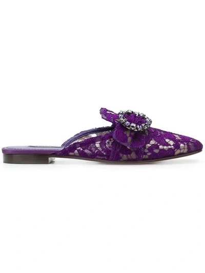 Dolce & Gabbana Jackie Flat Mules - Purple