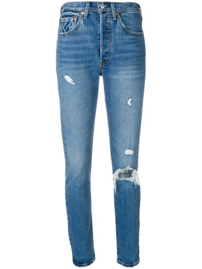 Levi's 501 Customised Skinny Jeans In Blue