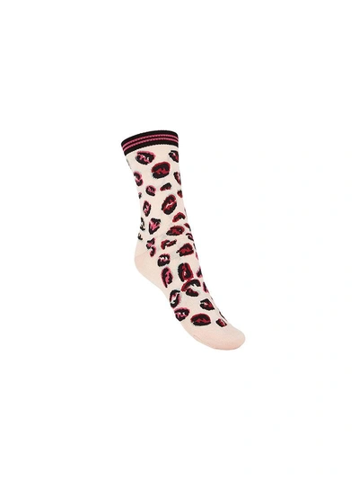 Fendi Ff Splash Printed Socks In Pink