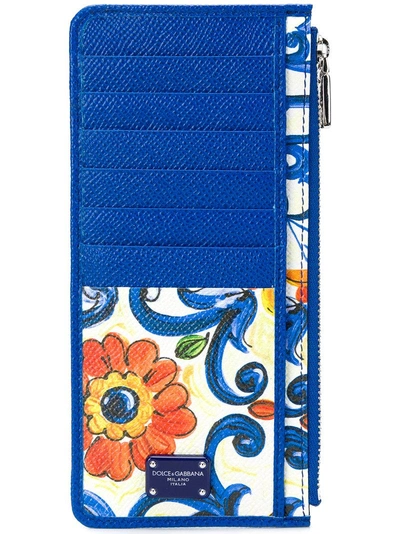 Dolce & Gabbana Floral Card Holder In Blue